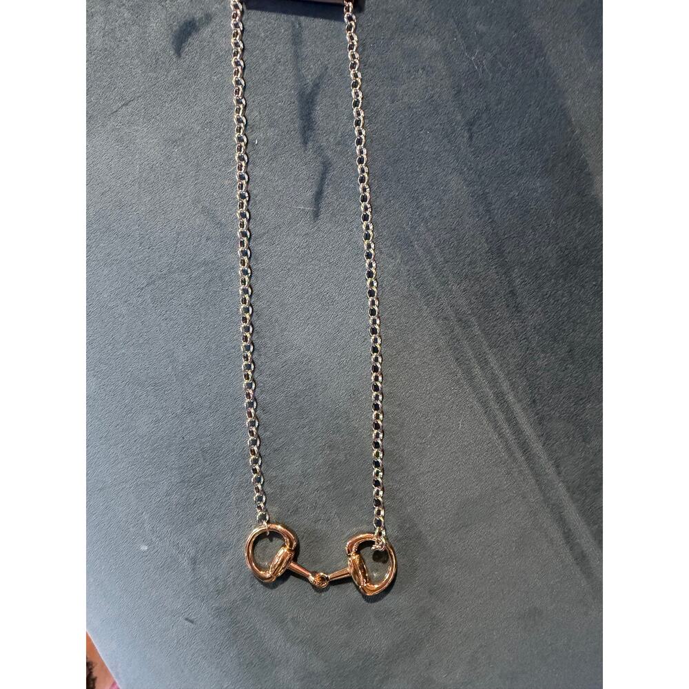 Mix Metal Horsebit Necklace, Gold and silver plated NWT - Picture 4 of 4